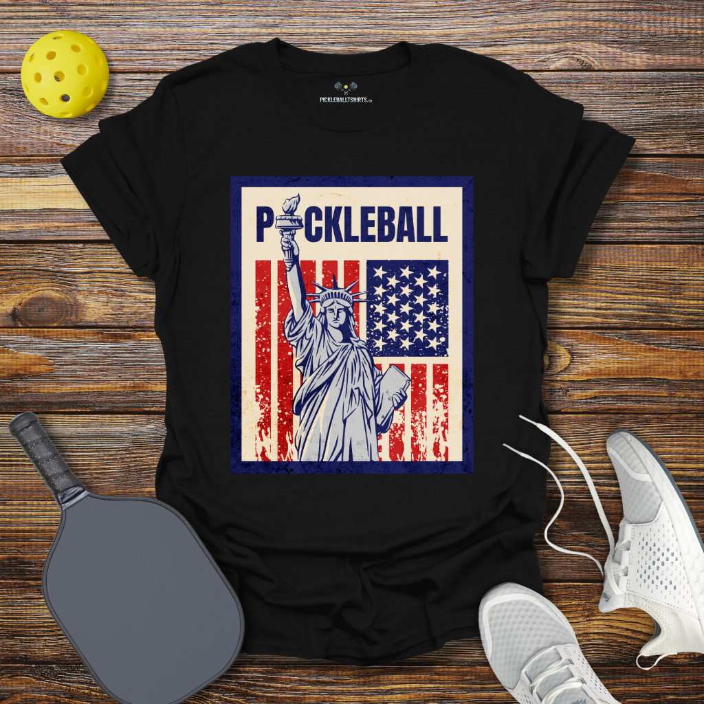 Funny Pickleball Shirt –  Pickleball Statue of Liberty T-Shirt