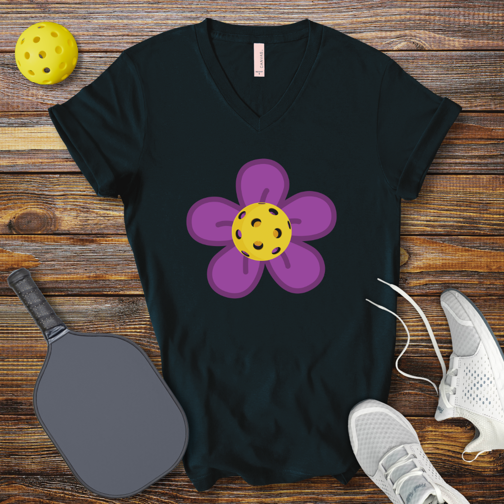 Cute Pickleball V-Neck Shirt for Women – Pickleball Flower