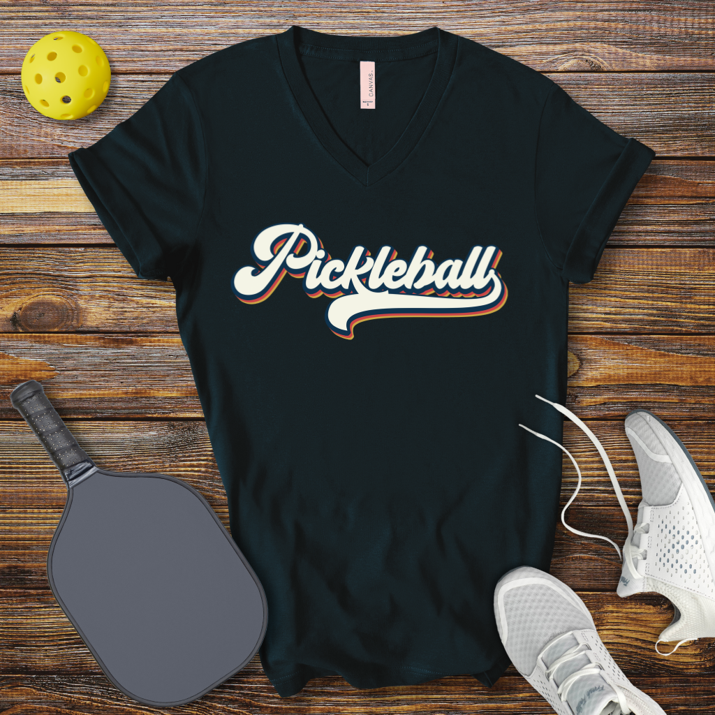 Funny Pickleball Shirt –  Pickleball Retro V-Neck T-shirt