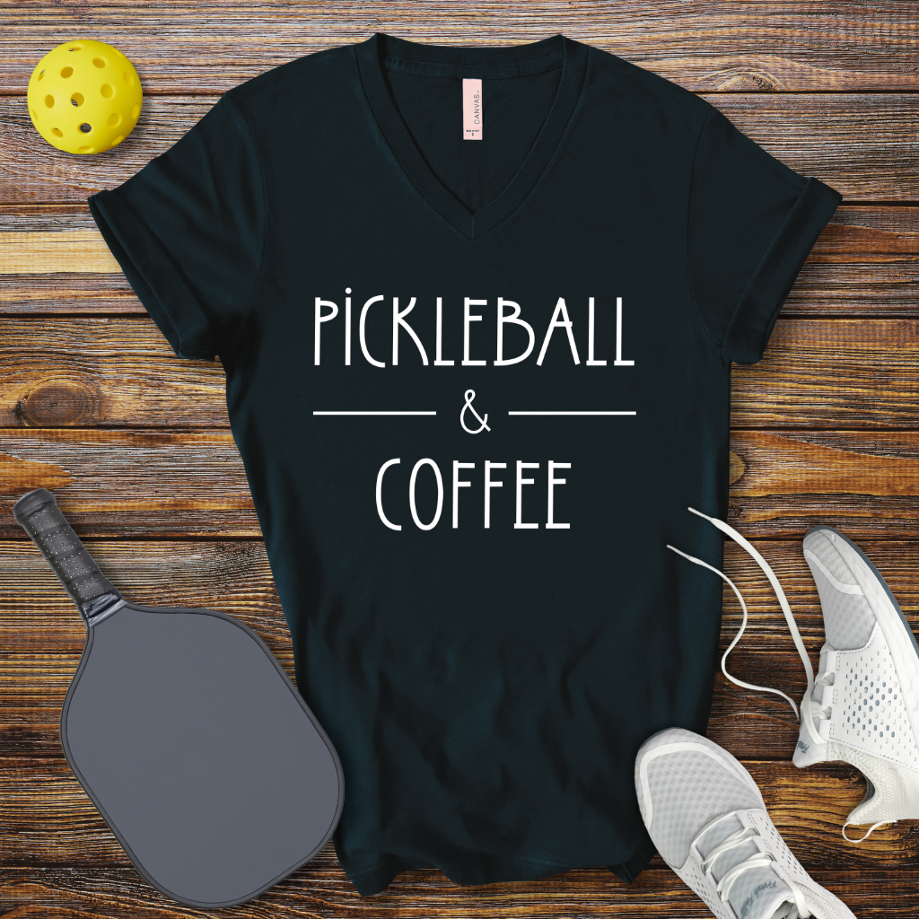 Funny Pickleball Shirt –  Pickleball & Coffee V-Neck T-shirt