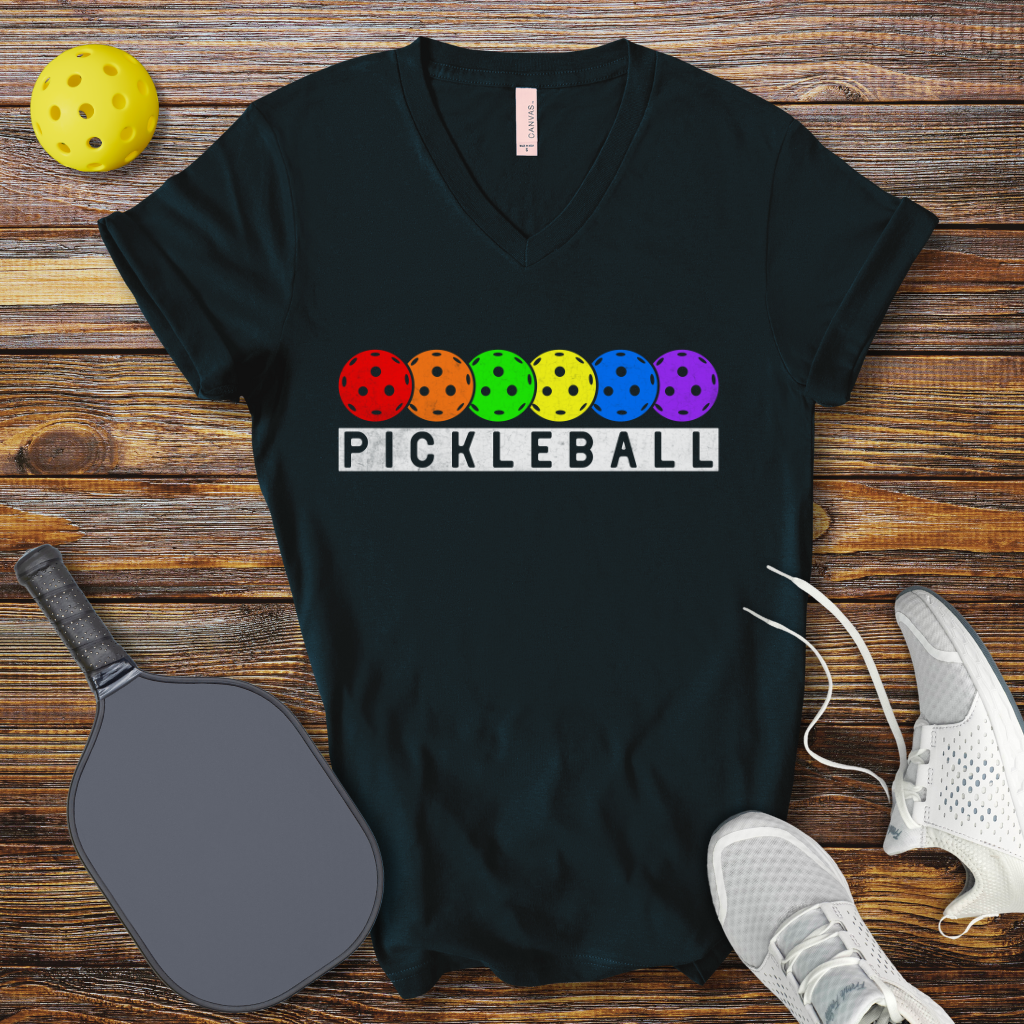 Funny Pickleball Shirt –  Pickleball Retro Balls V-Neck T-Shirt