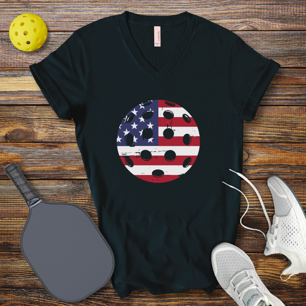 Funny Pickleball Shirt –  Pickleball USA Ball V-Neck T-shirt