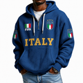 FIFA 2026 Italy Printed Waffle Quarter Zip Football Fan Hoodie