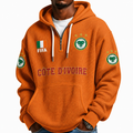 FIFA 2026 Côte d'Ivoire Printed Waffle Quarter Zip Football Fan Hoodie