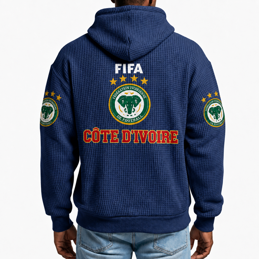 FIFA 2026 Côte d'Ivoire Printed Waffle Quarter Zip Football Fan Hoodie