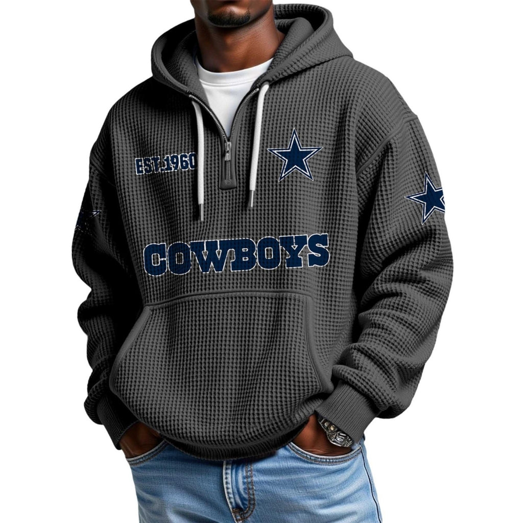 Vintage Star With EST 1960 Printed Quarter Zip Hoodie
