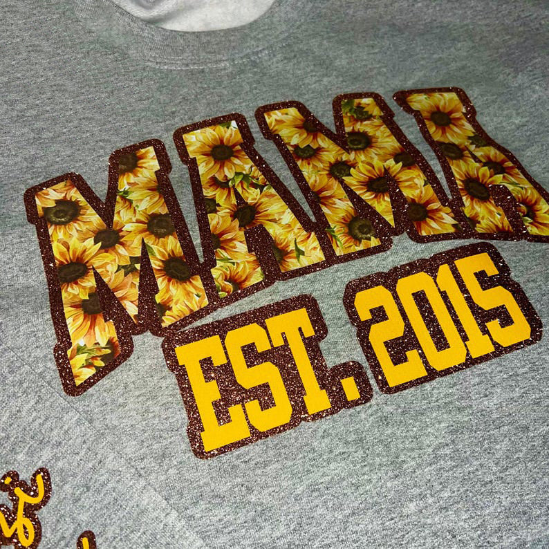 Custom Leopard Embroidery Mama Est Yaer Glitter Sweatshirt With Kids Name