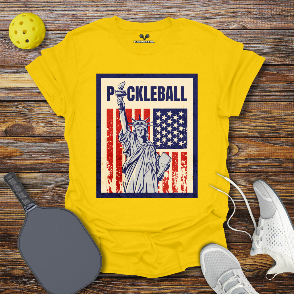 Funny Pickleball Shirt –  Pickleball Statue of Liberty T-Shirt