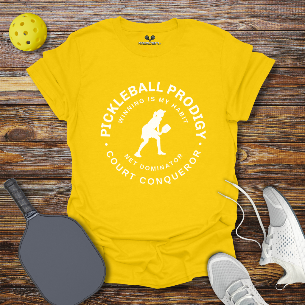 Funny Pickleball Shirt –  Pickleball Prodigy Court Conqueror for Her T-Shirt