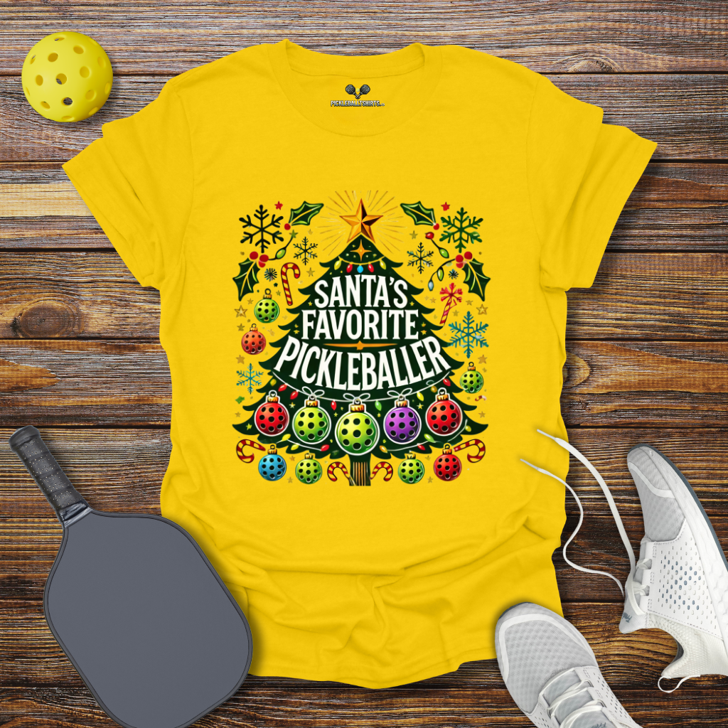 Funny Christmas Pickleball Shirt – Santa’s Favorite Pickleballer