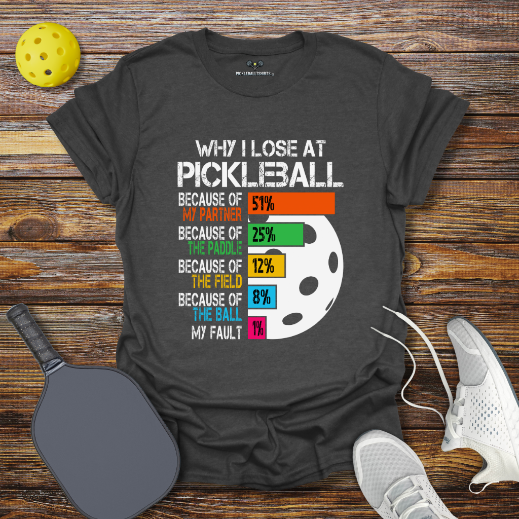Funny Pickleball Shirt –  Why I Lose at Pickleball 2 T-Shirt