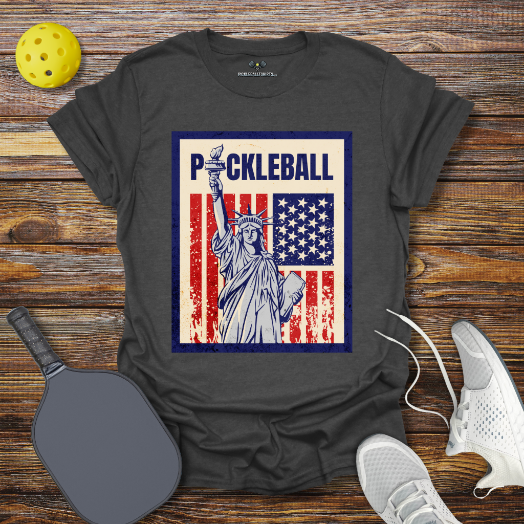 Funny Pickleball Shirt –  Pickleball Statue of Liberty T-Shirt