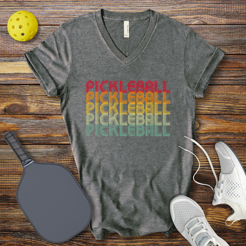 Funny Pickleball Shirt –  PIckleball Retro Colored V-Neck T-shirt