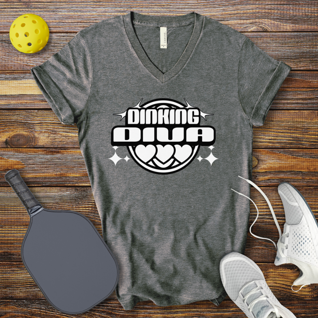 Funny Pickleball Shirt –  Dinking Diva V-Neck T-shirt
