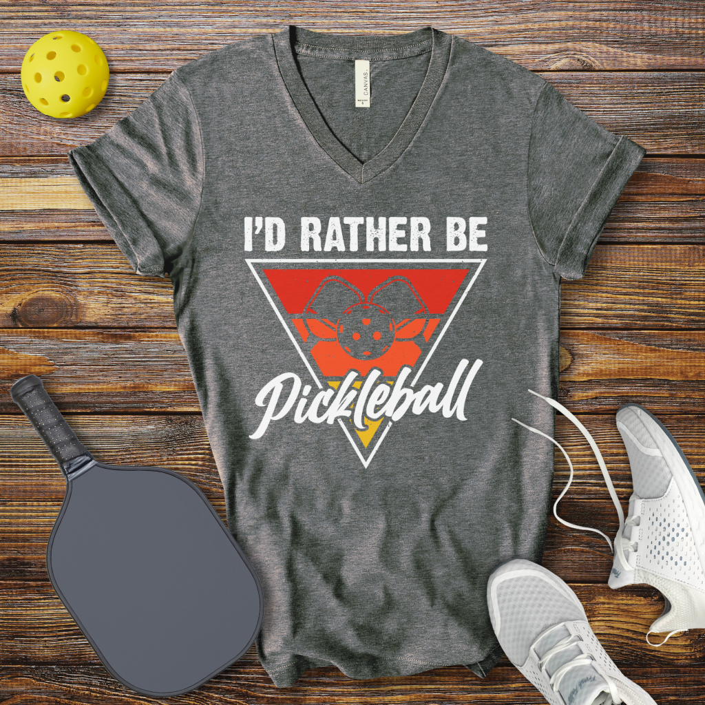 Funny Pickleball Shirt –  I'd Rather be Pickleball V-Neck T-shirt