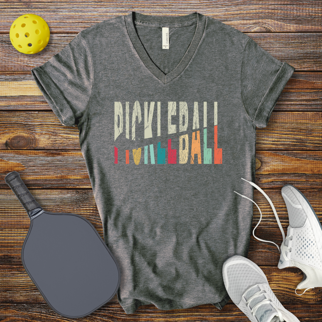 Funny Pickleball Shirt –  Pickleball Colored Logo V-Neck T-shirt