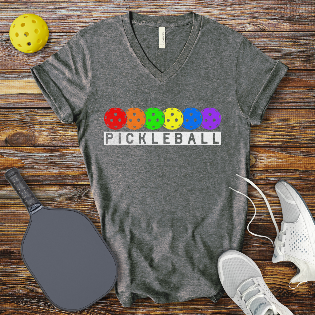 Funny Pickleball Shirt –  Pickleball Retro Balls V-Neck T-Shirt
