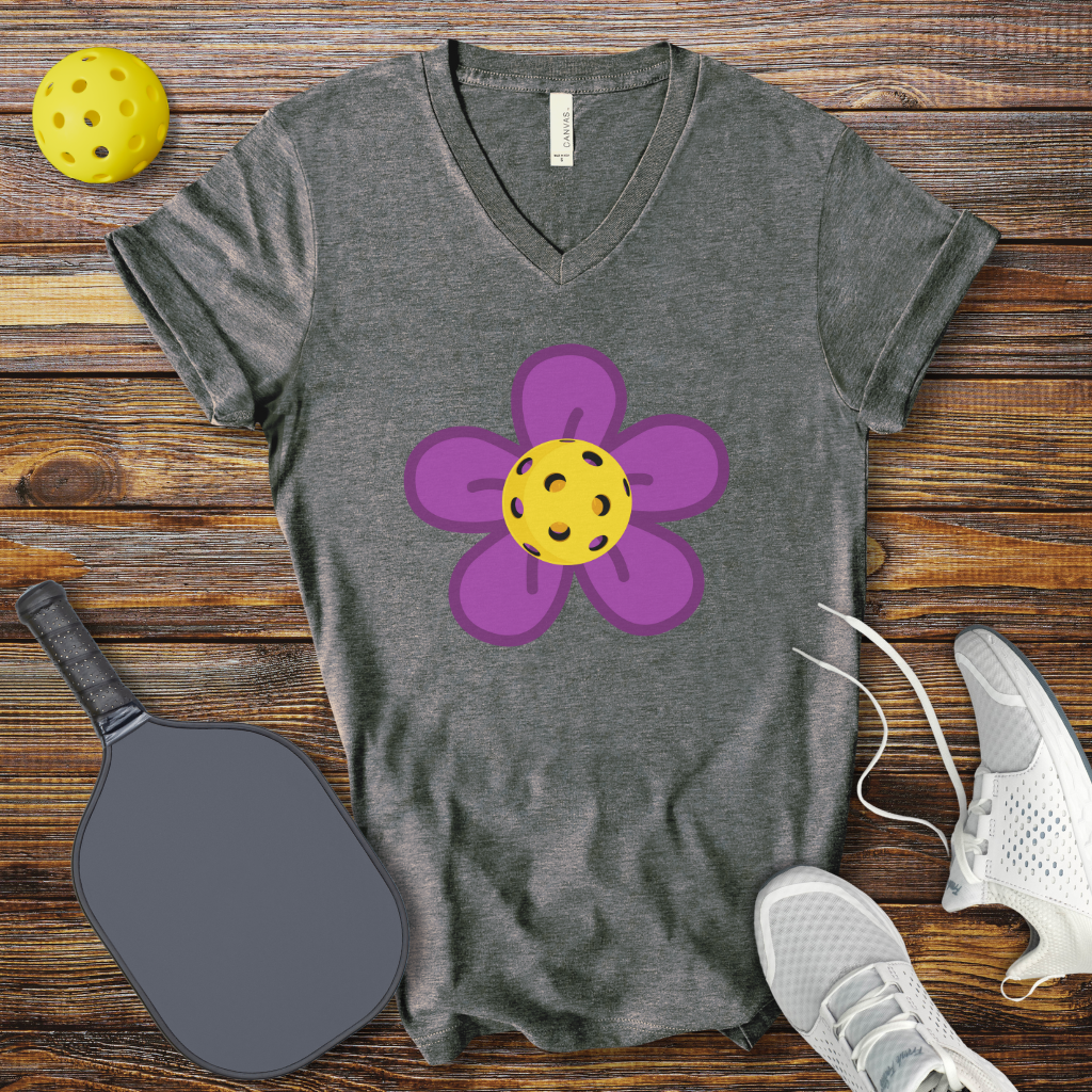Cute Pickleball V-Neck Shirt for Women – Pickleball Flower
