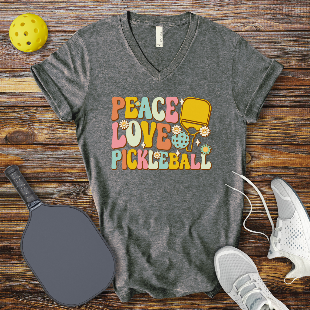 Funny Pickleball Shirt –  Peace Love Pickleball V-Neck T-shirt