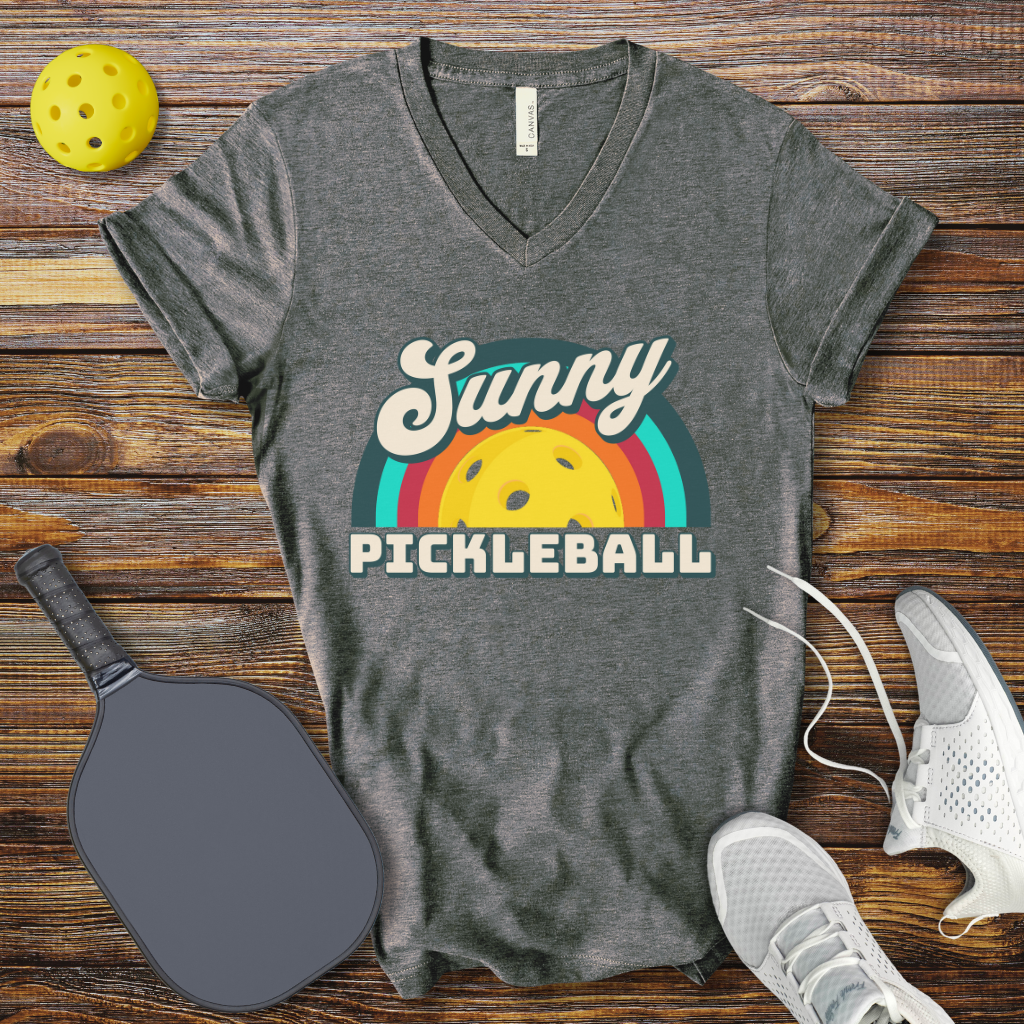 Funny Pickleball Shirt –  Sunny Pickleball Retro V-Neck T-shirt