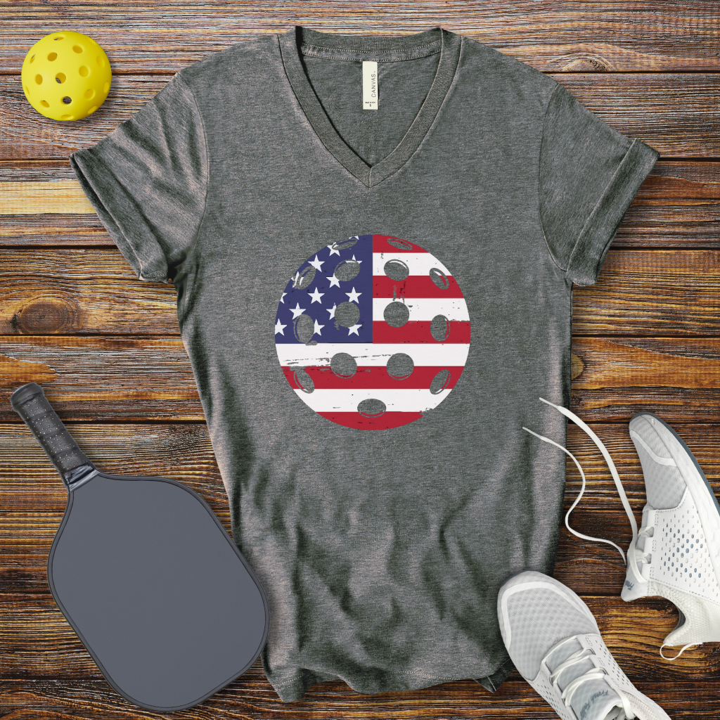 Funny Pickleball Shirt –  Pickleball USA Ball V-Neck T-shirt
