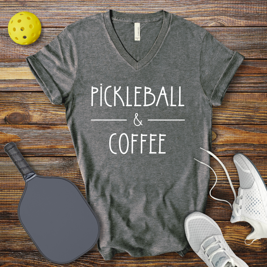 Funny Pickleball Shirt –  Pickleball & Coffee V-Neck T-shirt