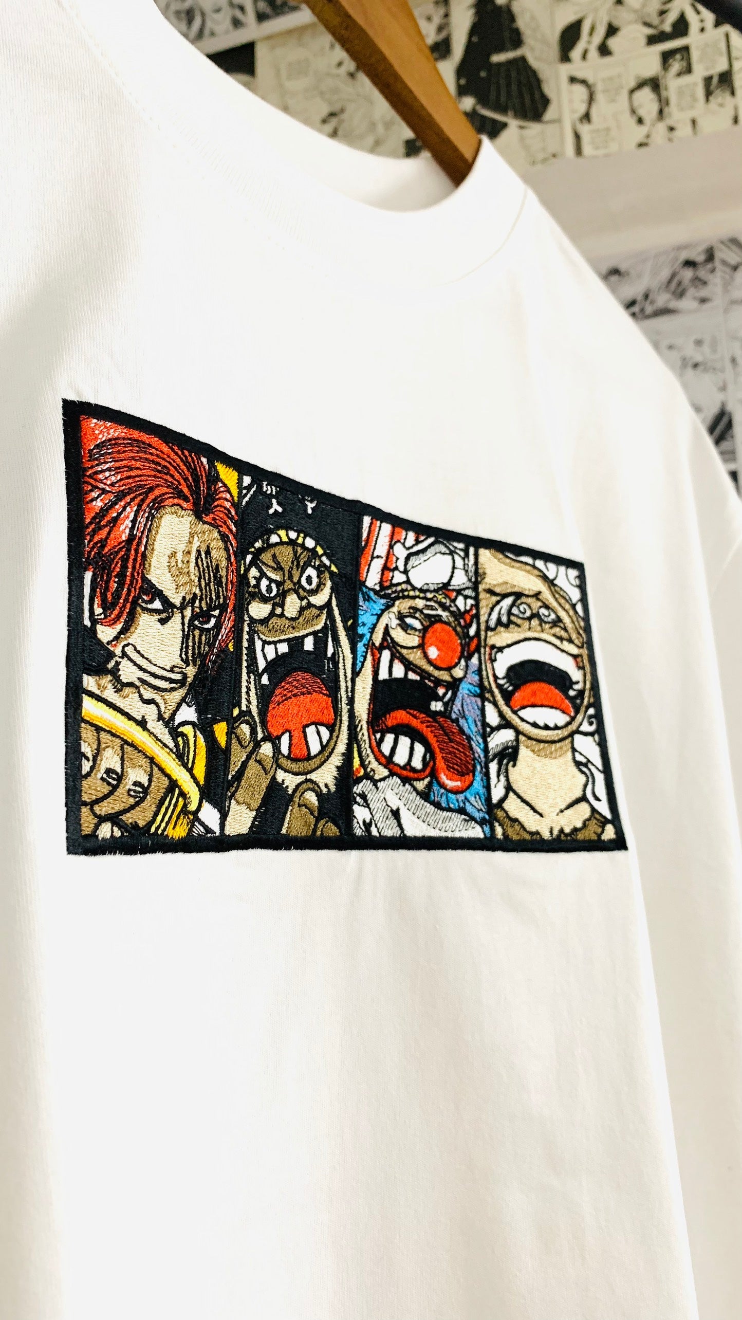 Four Emperors Embroidered T-shirt – One Piece Anime Shirt for True Pirates
