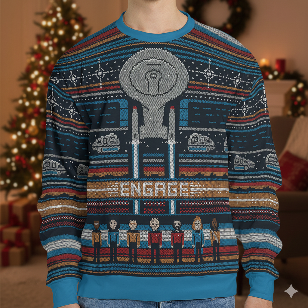 Engaging Holidays Star Trek Ugly Christmas Sweatshirt
