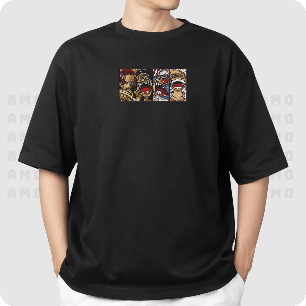 Four Emperors Embroidered T-shirt – One Piece Anime Shirt for True Pirates