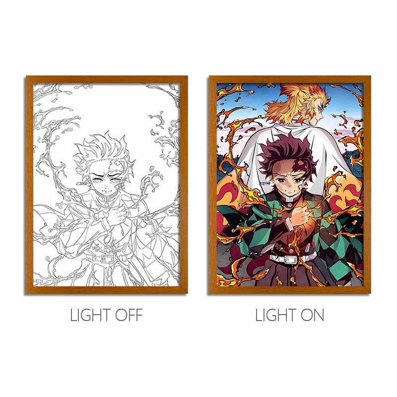 Demon Slayer Anime Light Box – LED Light Painting Photo Frame & Wall Art