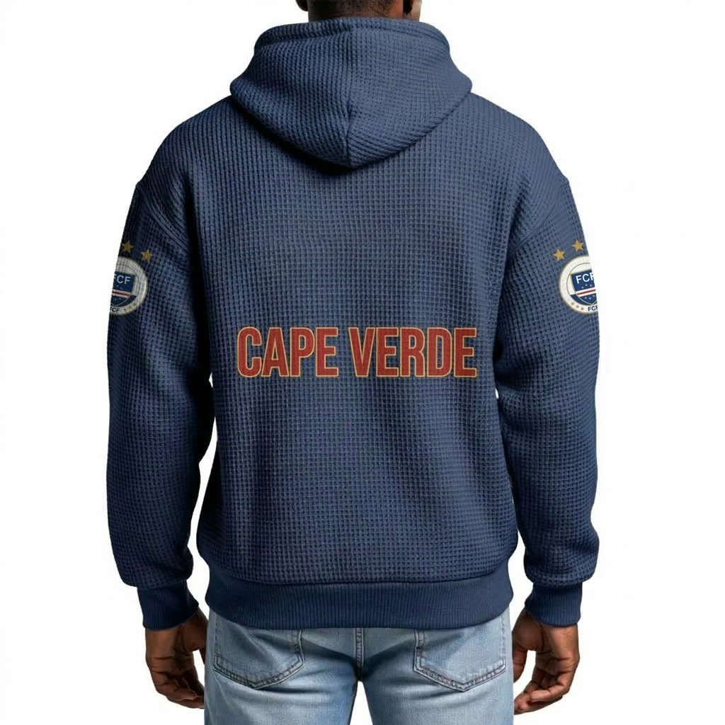 FIFA 2026 Cape Verde Printed Waffle Quarter Zip Football Fan Hoodie
