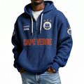 FIFA 2026 Cape Verde Printed Waffle Quarter Zip Football Fan Hoodie