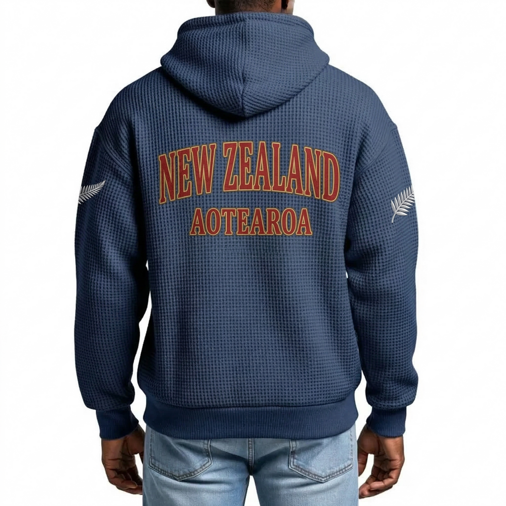 FIFA 2026 New Zealand Printed Waffle Quarter Zip Football Fan Hoodie