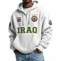 FIFA 2026 Iraq Printed Waffle Quarter Zip Football Fan Hoodie