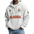 FIFA 2026 Algeria Printed Waffle Quarter Zip Football Fan Hoodie