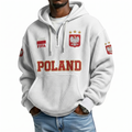 FIFA 2026 Poland Printed Waffle Quarter Zip Football Fan Hoodie