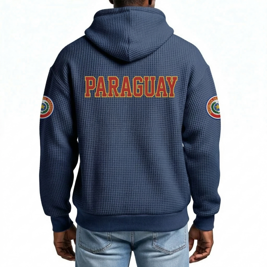 FIFA 2026 Paraguay Printed Waffle Quarter Zip Football Fan Hoodie