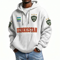 FIFA 2026 Uzbekistan Printed Waffle Quarter Zip Football Fan Hoodie