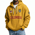 FIFA 2026 Colombia Printed Waffle Quarter Zip Football Fan Hoodie