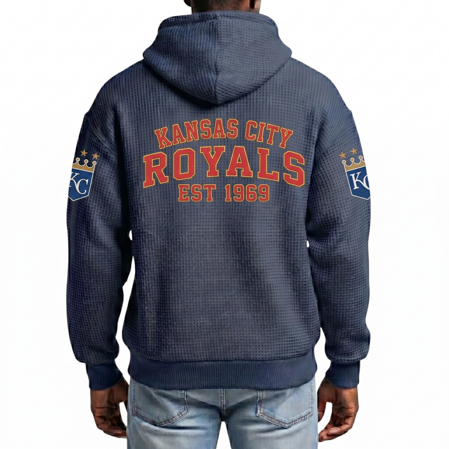 Kansas City Royals EST 1969 Printed Waffle Quarter Zip Baseball Fan Hoodie