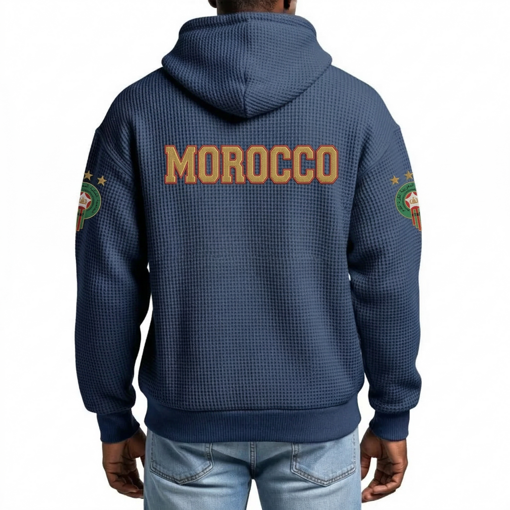 FIFA 2026 Morocco Printed Waffle Quarter Zip Football Fan Hoodie