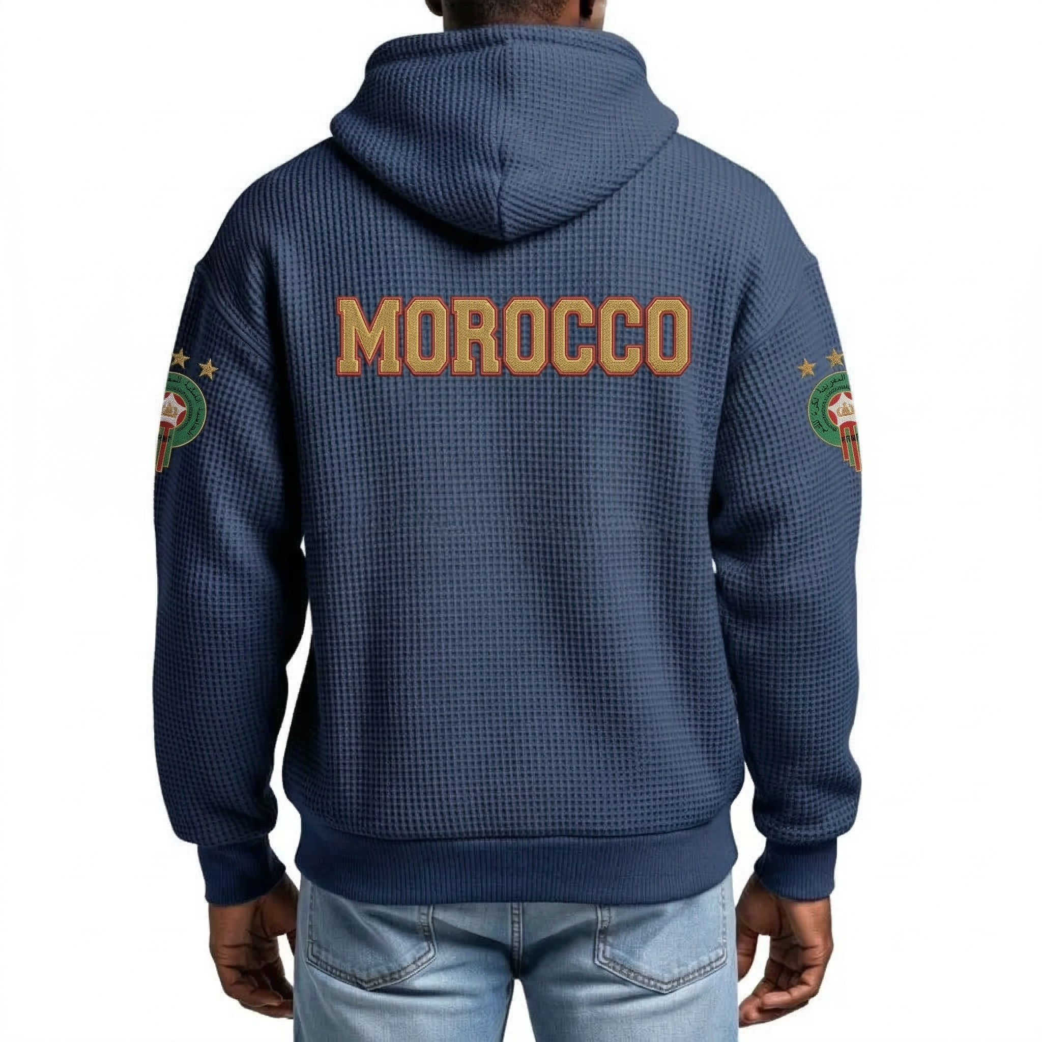 FIFA 2026 Morocco Printed Waffle Quarter Zip Football Fan Hoodie
