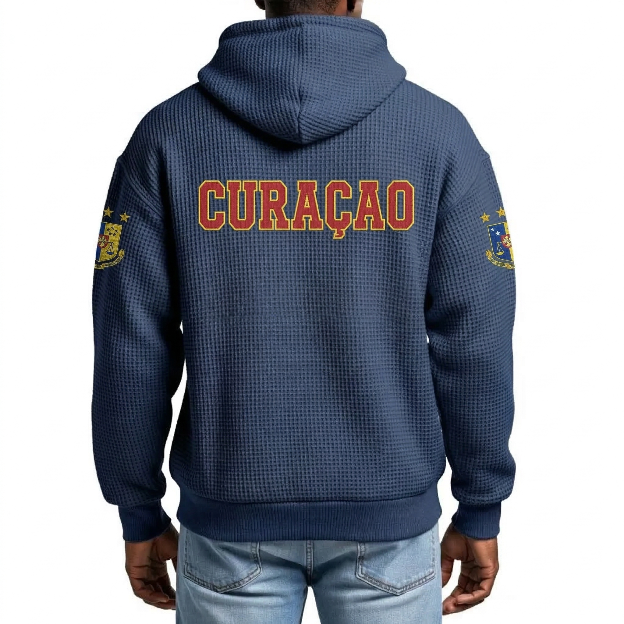 FIFA 2026 Curacao Printed Waffle Quarter Zip Football Fan Hoodie