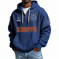FIFA 2026 Kosovo Printed Waffle Quarter Zip Football Fan Hoodie