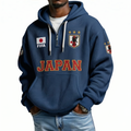 FIFA 2026 Japan Printed Waffle Quarter Zip Football Fan Hoodie