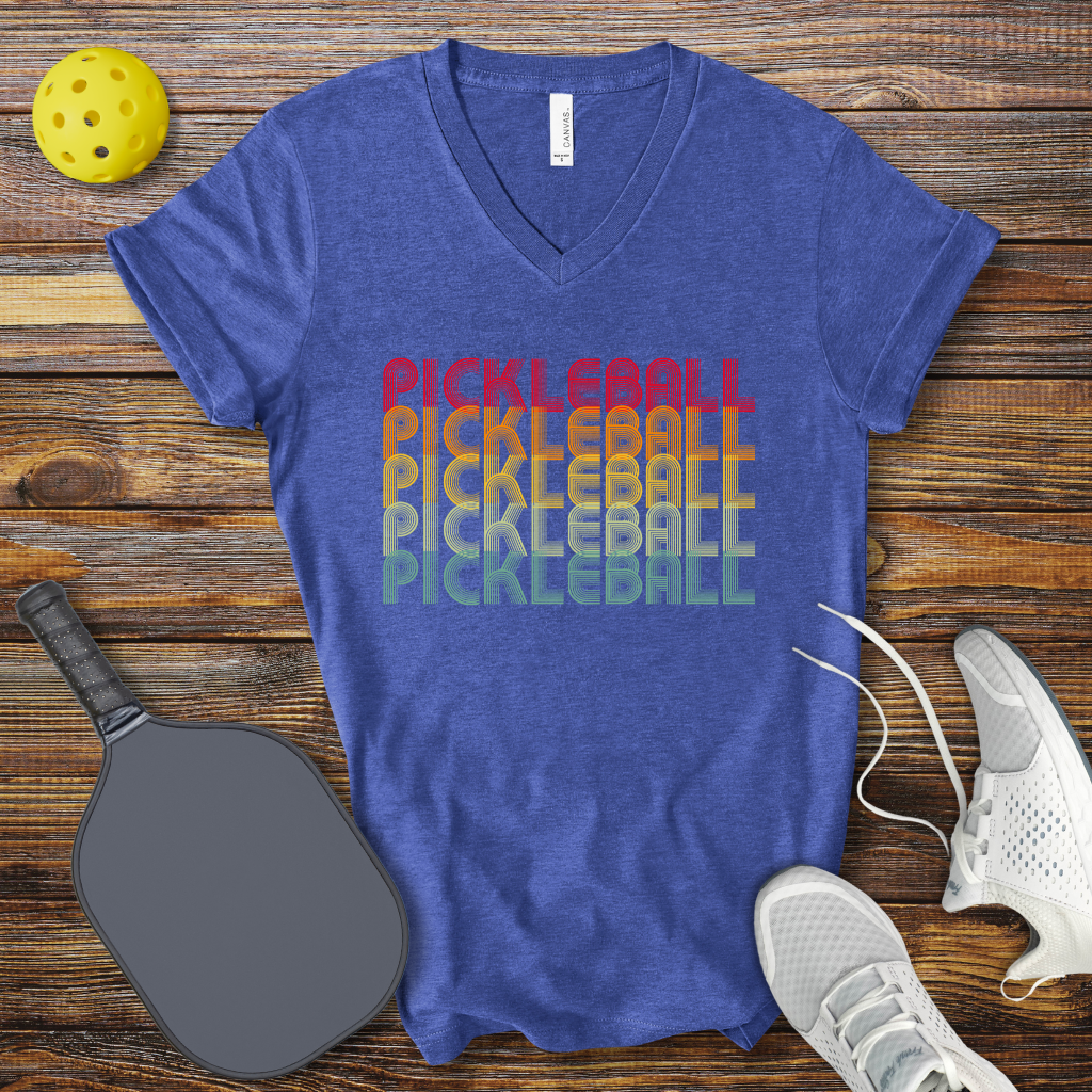 Funny Pickleball Shirt –  PIckleball Retro Colored V-Neck T-shirt