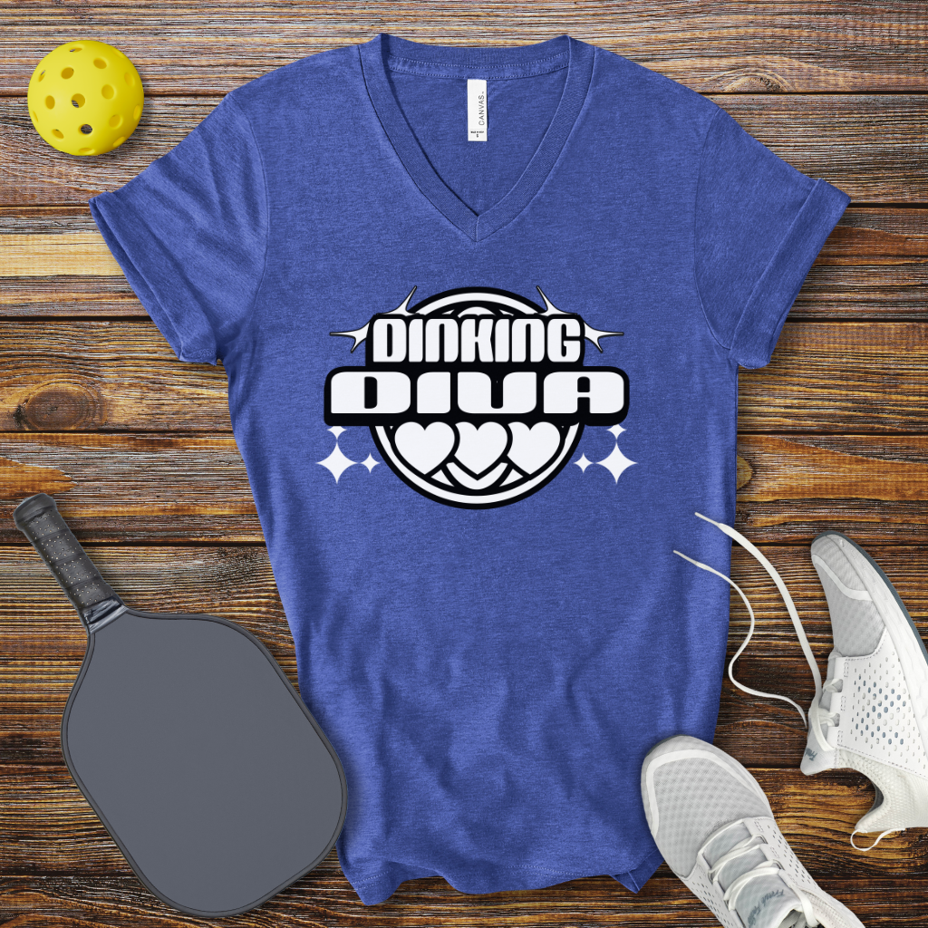 Funny Pickleball Shirt –  Dinking Diva V-Neck T-shirt