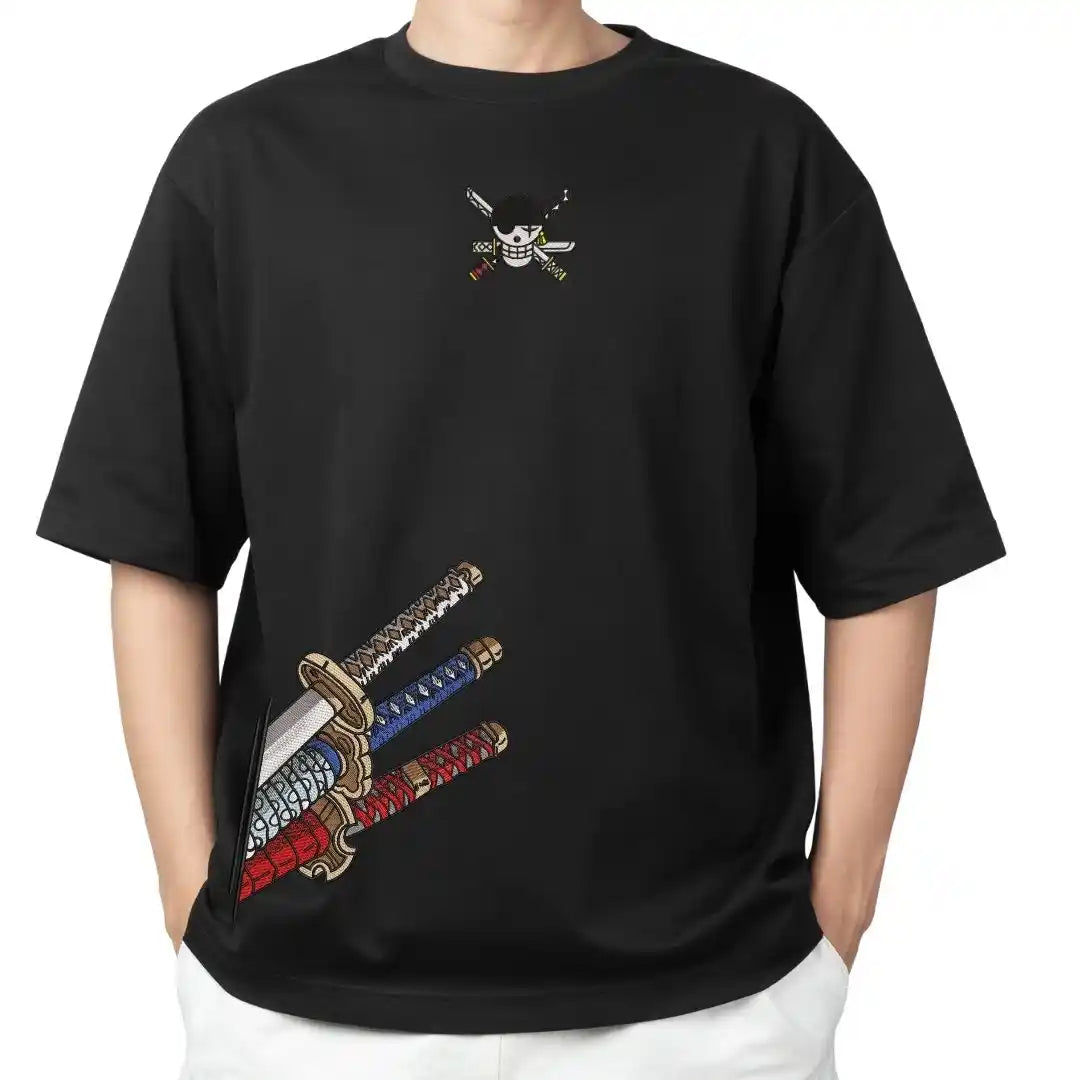 Roronoa Zoro Sword One Piece Embroidered T-Shirt – Anime Embroidery Streetwear