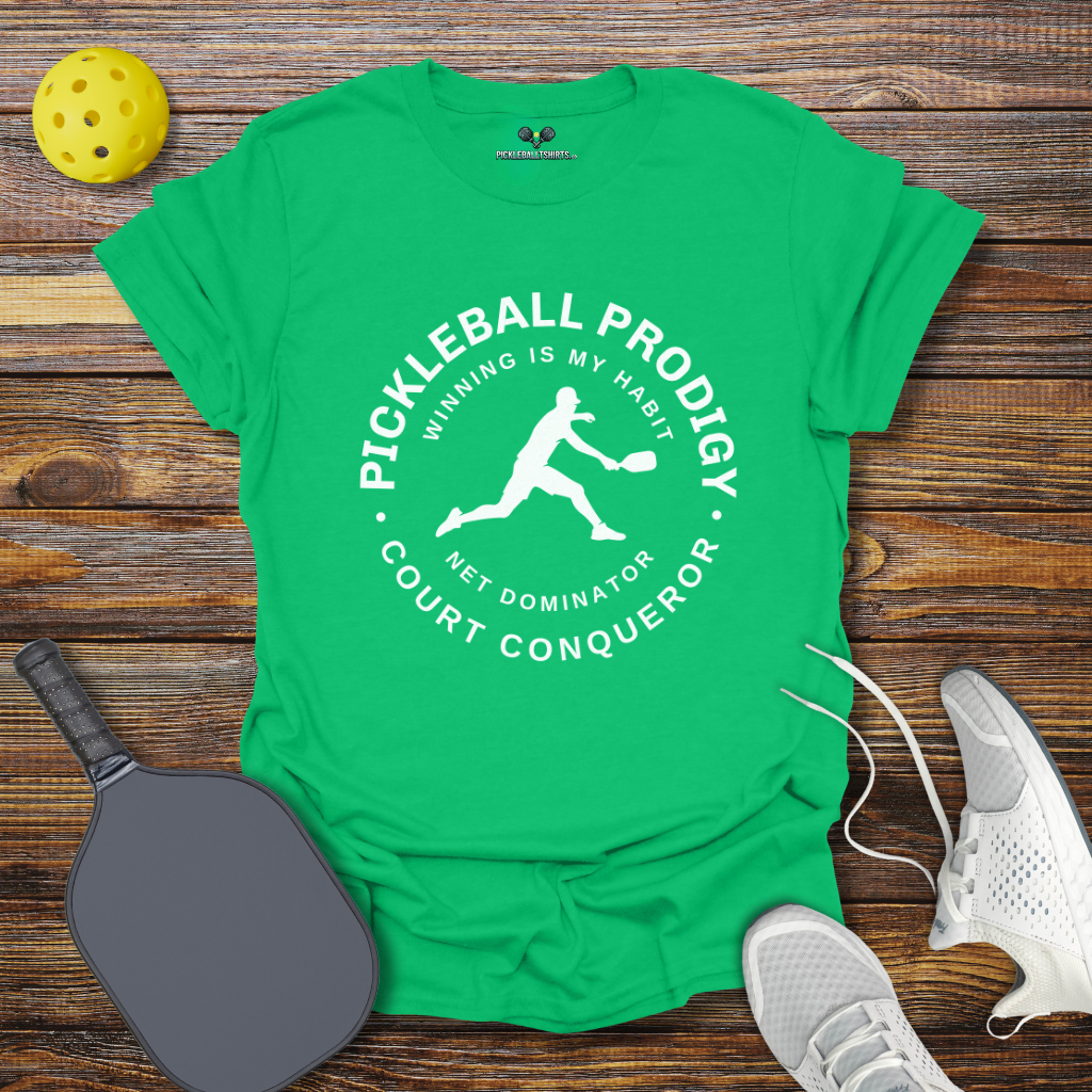 Funny Pickleball Shirt –  Pickleball Prodigy Court Conqueror for Him T-Shirt