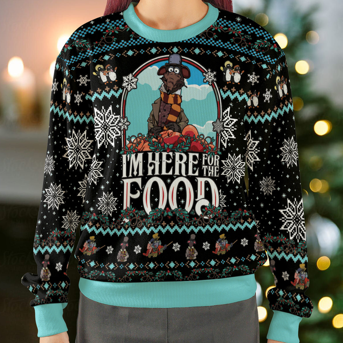 Here For The Food Ugly Christmas Sweatshirt